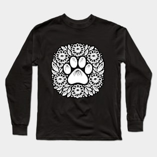 White Paw print, minimal style, pet lovers, animal lovers Long Sleeve T-Shirt